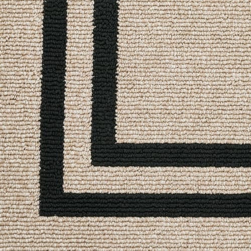 Washable Skid-Resistant Runner Rug, Border, Dark Grey and White, 26" x 96"