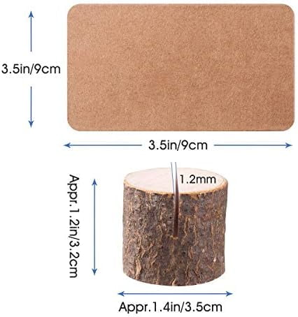 Wood Place Card Holders, 10Pcs Premium Rustic Table Number Holders and 20Pcs Kraft Table Place Cards, Wood Photo Holders,  for Wedding Party Table Name and More