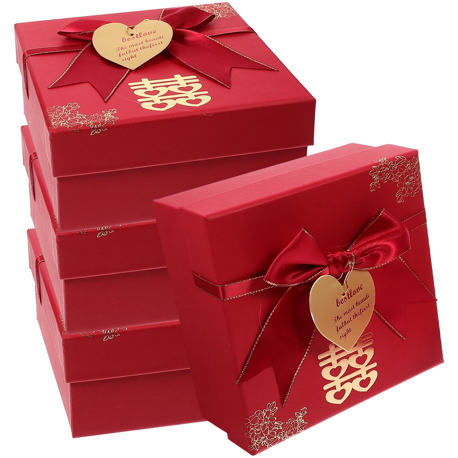 4pcs Chinese Wedding Paper Boxes Paper Cases Paper Present Wrapping Materials