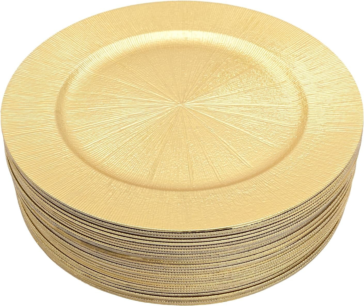 50 PCS Round Charger Plates - 12.99-Inch Reusable Serving Plates,for Dinner, Wedding, Party, and Event Table Settings Decorative Dinner Plates Set (Black)