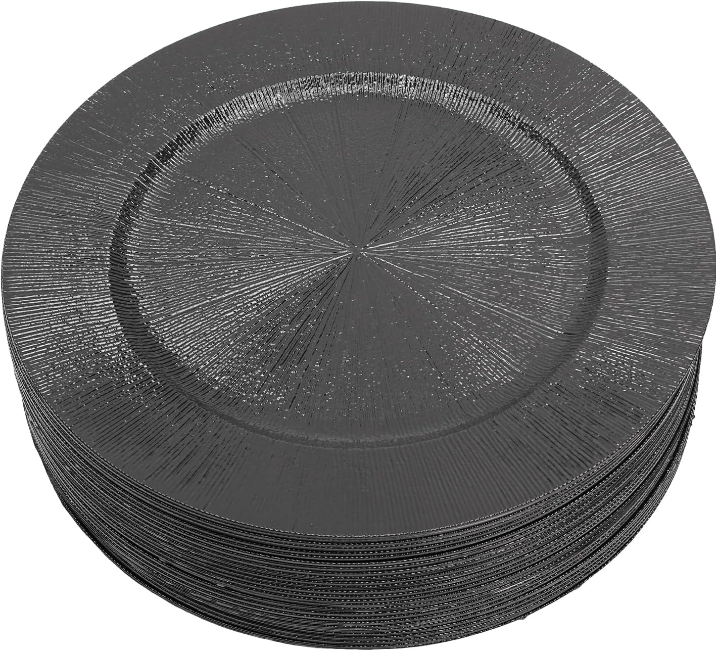 50 PCS Round Charger Plates - 12.99-Inch Reusable Serving Plates,for Dinner, Wedding, Party, and Event Table Settings Decorative Dinner Plates Set (Black)