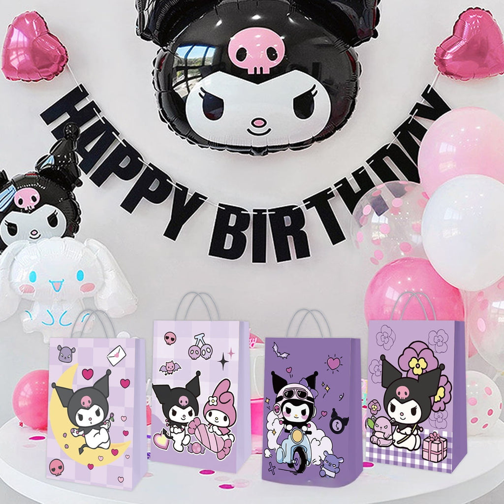 24 Pcs Kuromi Cartoon Party Gift Bags, Birthday party bags, Cartoon candy bags, Party Supplies（8.26"×5.9"×3.15"）