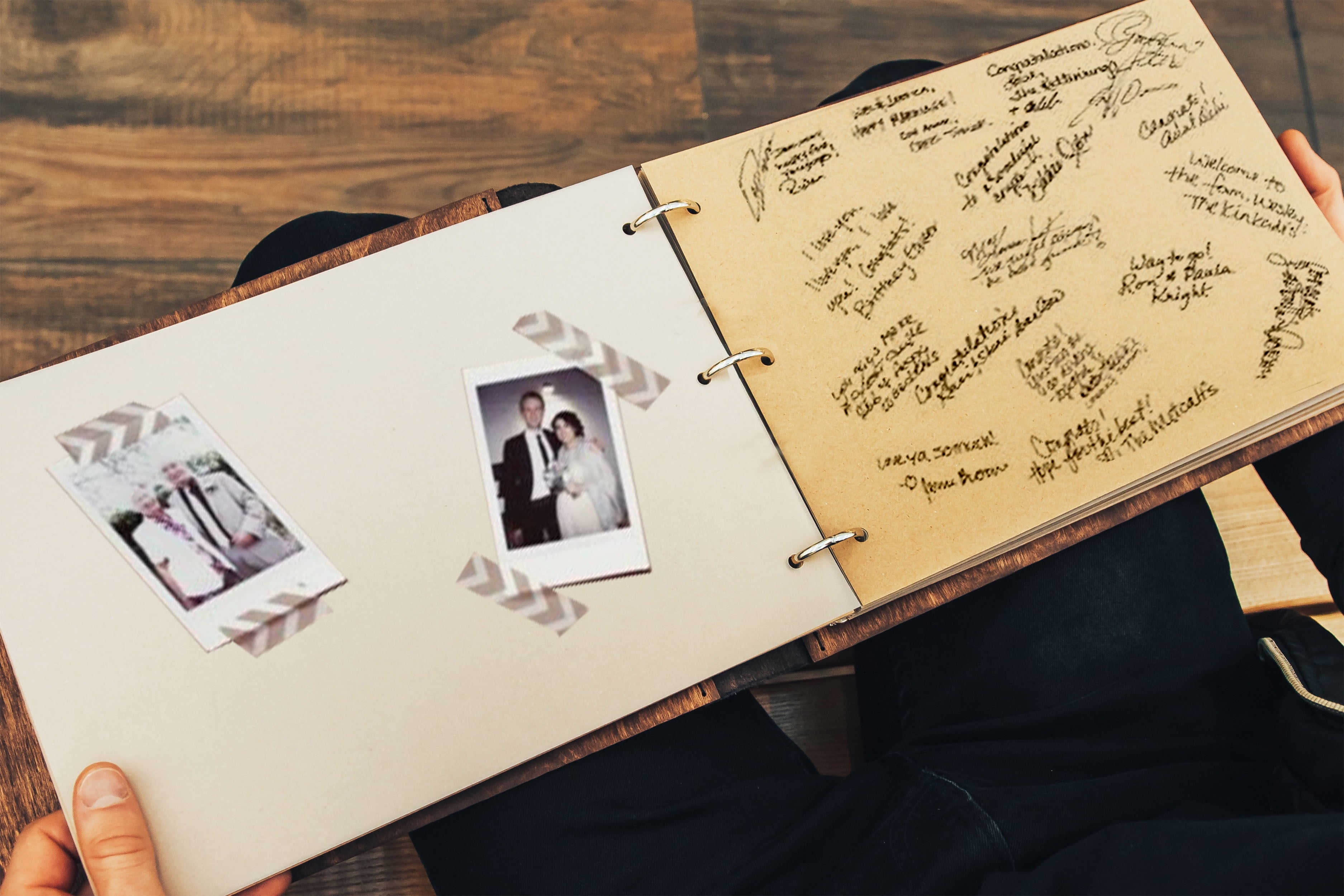 Darling Souvenir Personalized Engraved Laser Cut Wedding Guest Book Wooden Cover Sign-in Book Registry Guestbook Scrapbook-BK