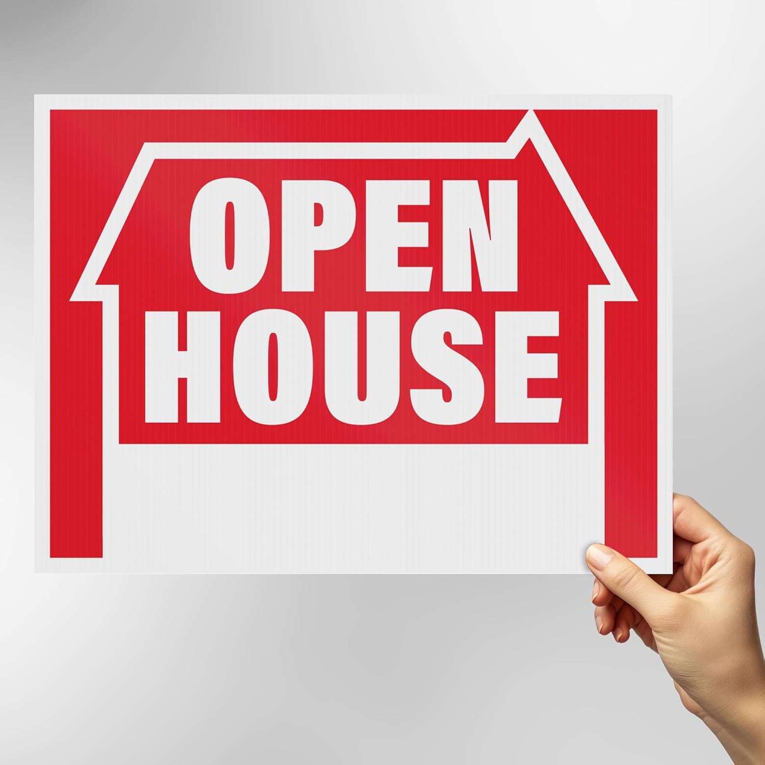 Open House Yard Signs with H-Frame Stakes, 16" x 12" Corrugated Plastic Open House Signs (Pack of 5)
