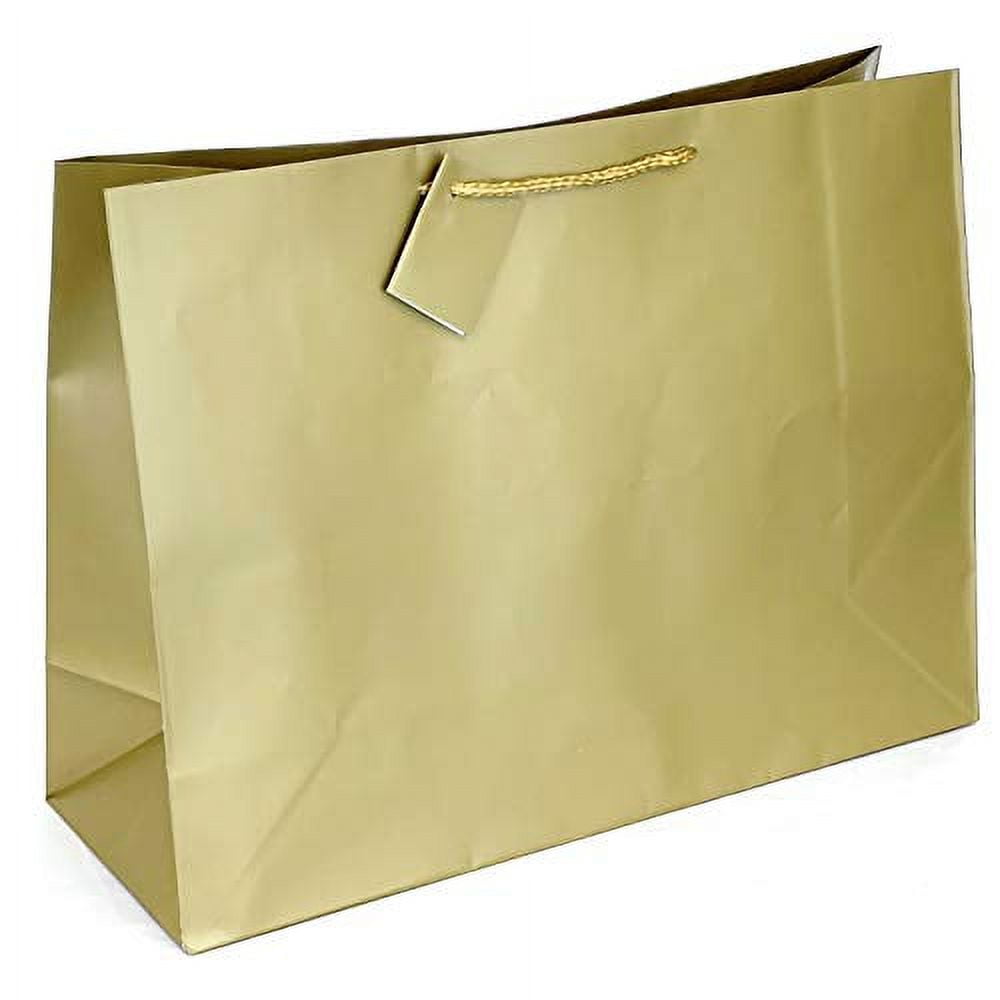 Allgala 12PK Value Premium Solid Color Paper Gift Bags (16" Wide Vogue-Gold-GP50037)