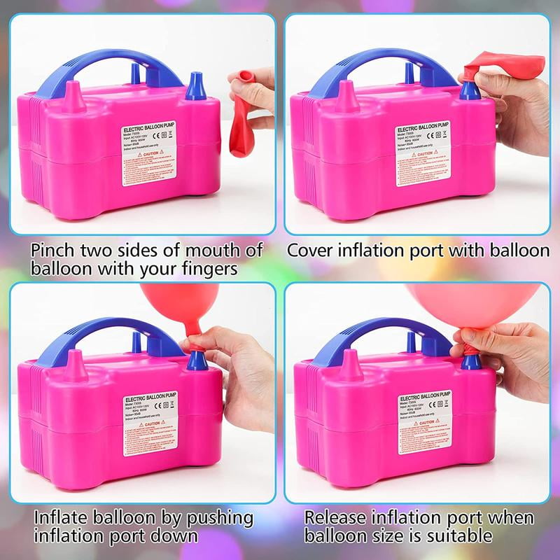 Electric Air Balloon Pump, Portable Dual Nozzle Electric Balloon Inflator, Electric Balloon Pump for Birthday Party Decoration, 110V 600W