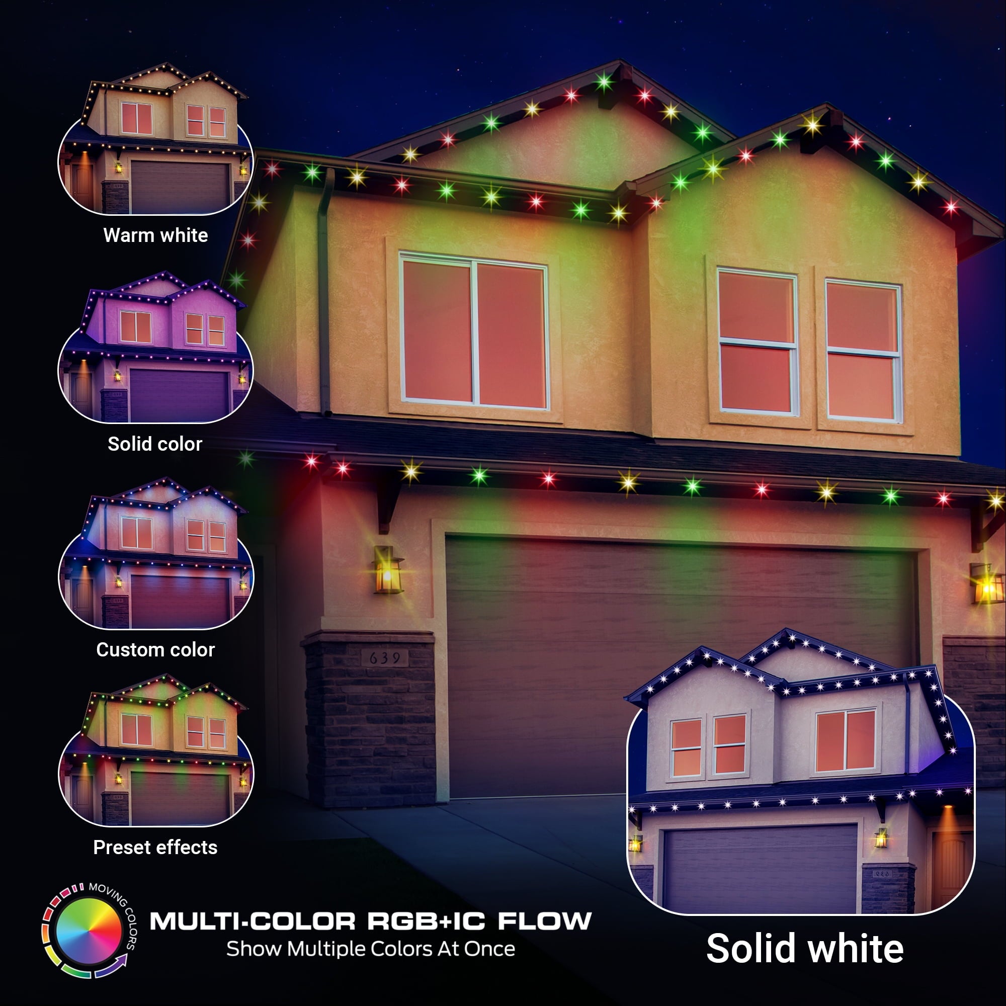 Monster Outdoor LED Smart Lights, RGBIC+ Multiwhite Permanent Outdoor Lights w/ Voice Control, 25ft