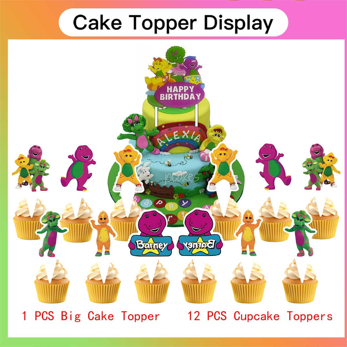 Barney and Friends Birthday Party Supplies Balloons Plates Decoration Cake Topper Decor Tableware Banner Backdrop