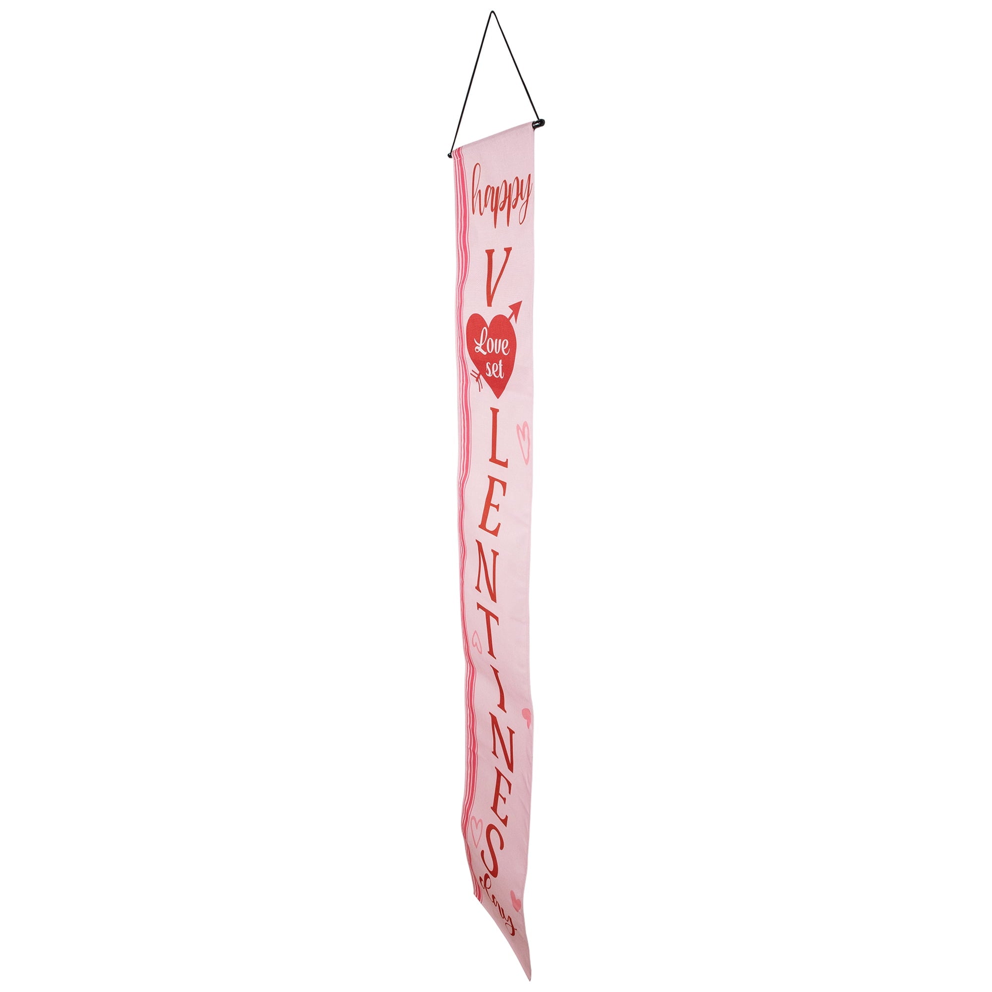 Set of 2 Pink "Welcome" and "Happy Valentine's Day" Outdoor Door Banners 71"
