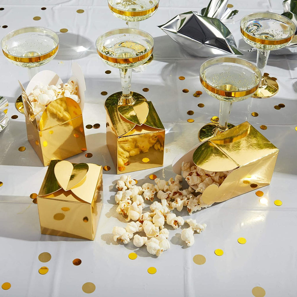 100 Pack Gold Foil Party Favor Gift Boxes, Candy Boxes for Mother's Day, Easter, Anniversary, Christmas, Graduation, Engagement Celebrations (2.5 x 2.5 x 2.5 Inches)