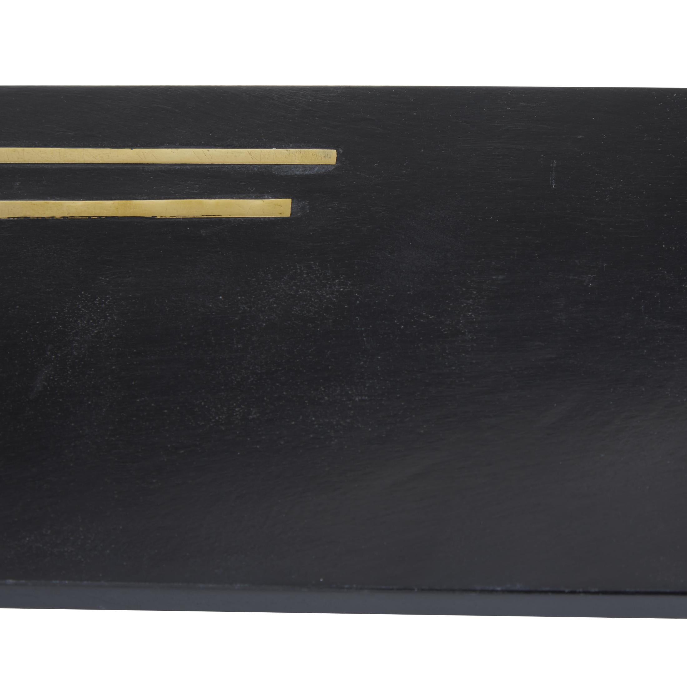 DecMode 22", 18"W Black Marble  Tray with Gold Handles, 2-Pieces