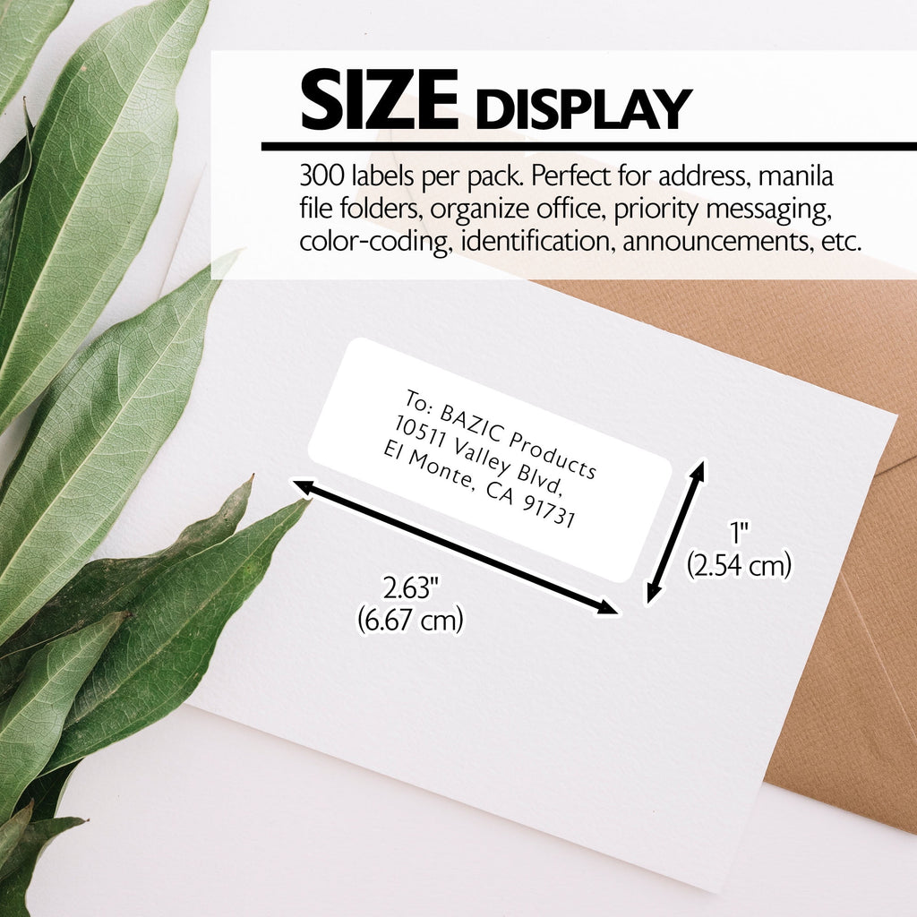 BAZIC Mailing Label 2 5/8"X1" White Shipping Labels for Printers (300/Pack), 24-Packs