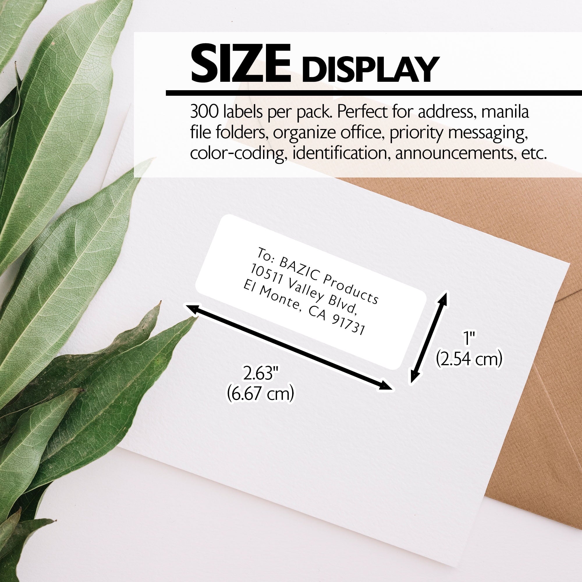 BAZIC Mailing Label 2 5/8"X1" White Shipping Labels for Printers (300/Pack), 24-Packs