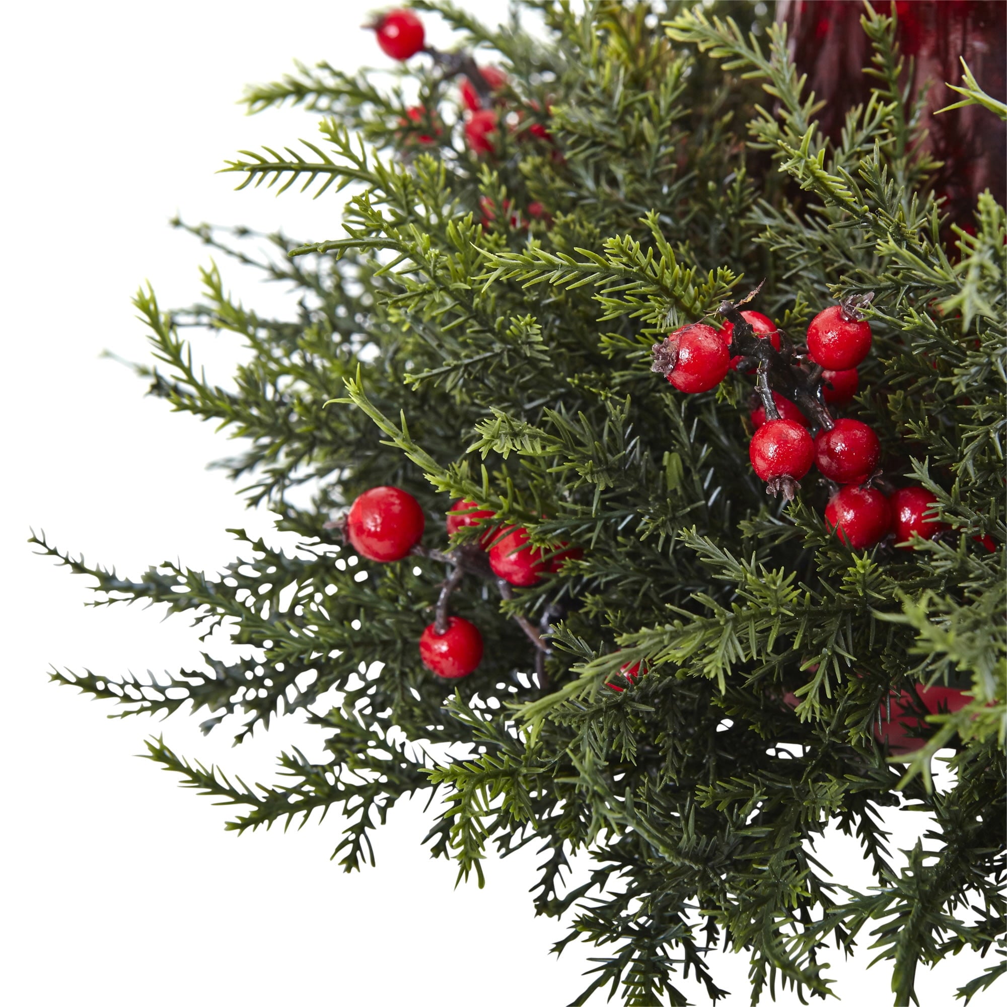 Nearly Natural 6.5" Plastic Cedar Berry Candelabrum Decoration
