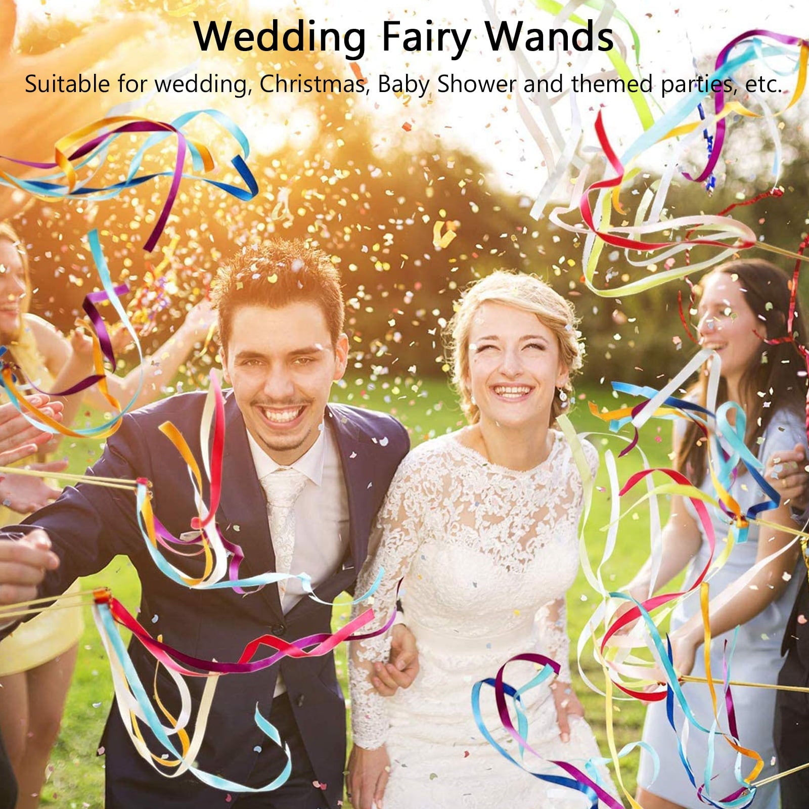 20 pcs Wedding Fairy Sticks Party Ribbon Sticks Party Favors Random Color