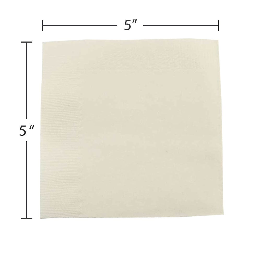 JAM Paper Bulk Small Beverage Napkins, 5x5, Ivory, 480/Box