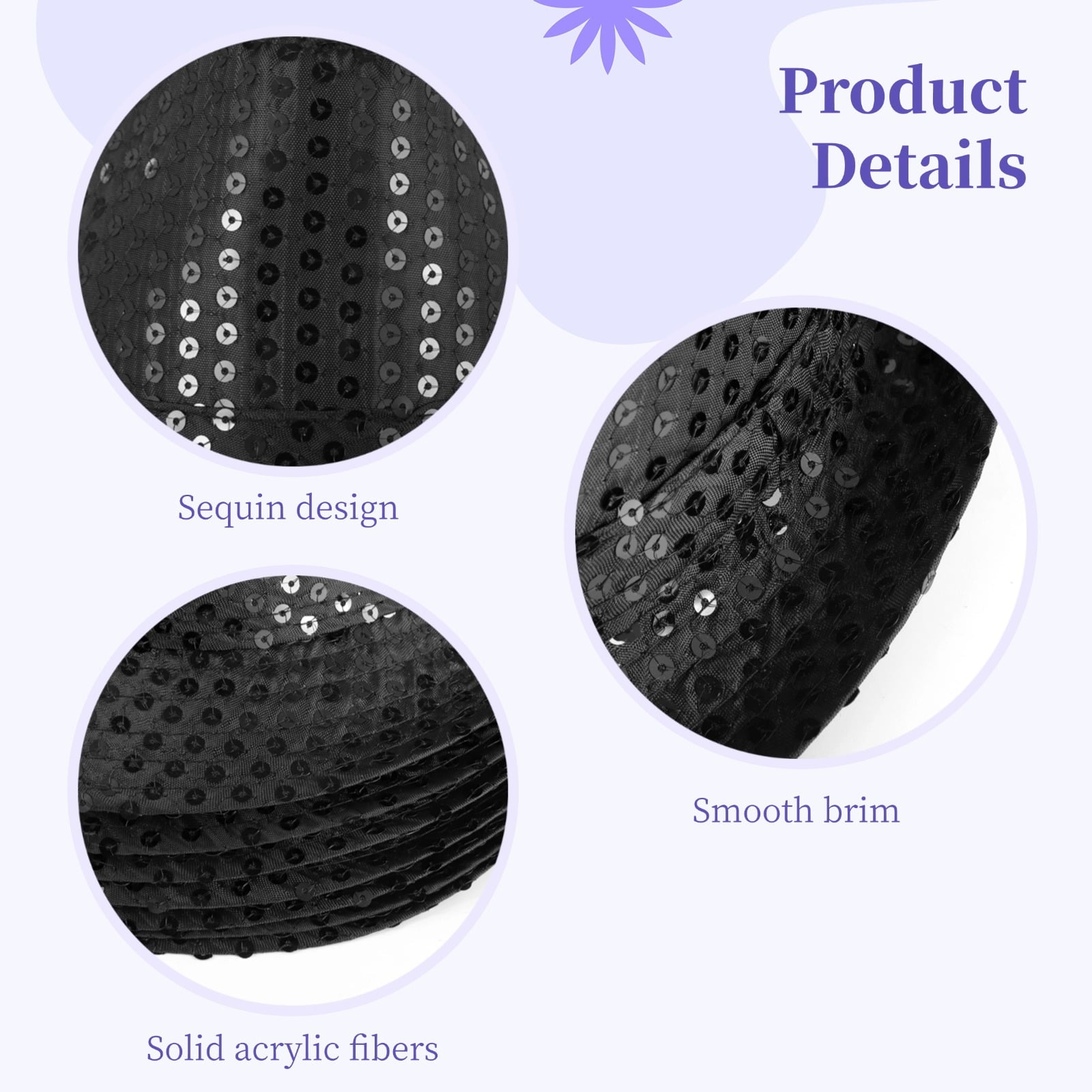 12 Pack Adult Sequin Party Hats - Black Glitter Dance Hats, Disco Glitter Cowboy Hats for Women Men, Sparkly Western Dance Caps, 70s Theme Costume Accessories