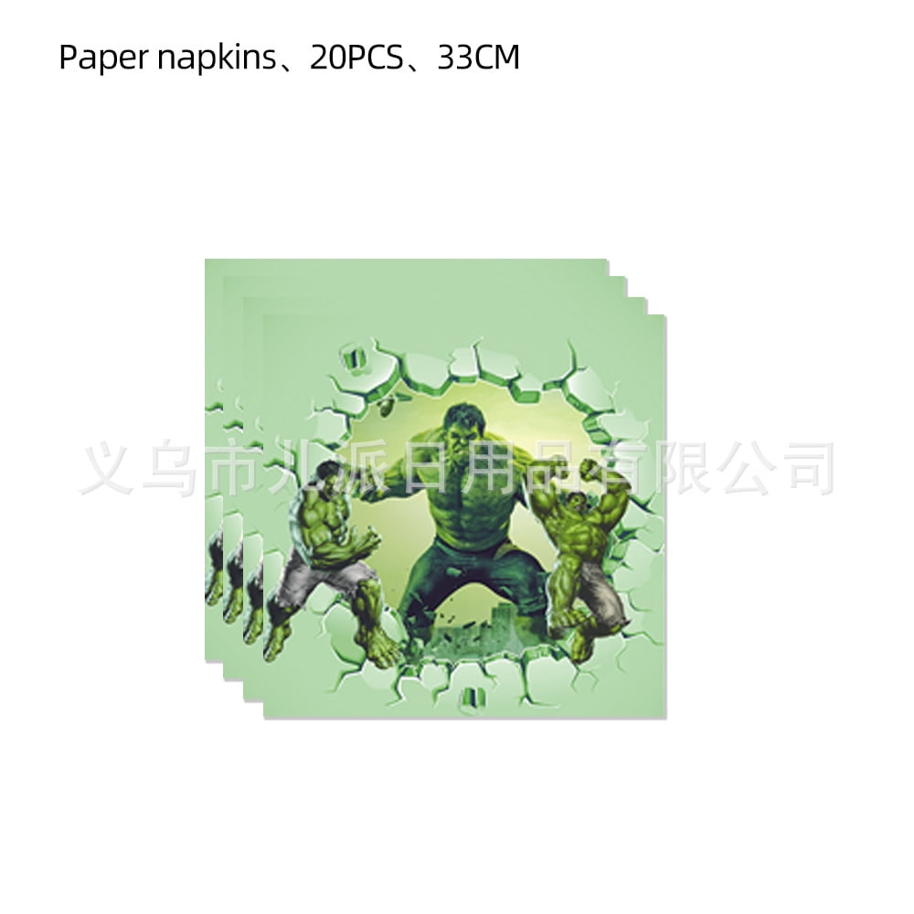 Hulk 144/164 PCS Party Supplies, Party Tableware, Disposable Paper Plates- Napkins-Forks Dinnerware Set