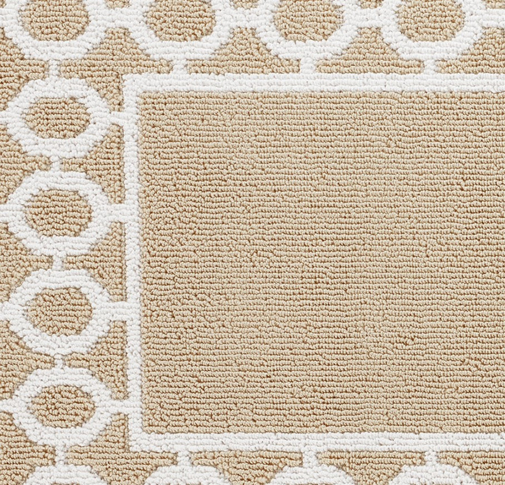 Washable Skid-Resistant Runner Rug, Trellis Border, Beige and White, 26" x 96"