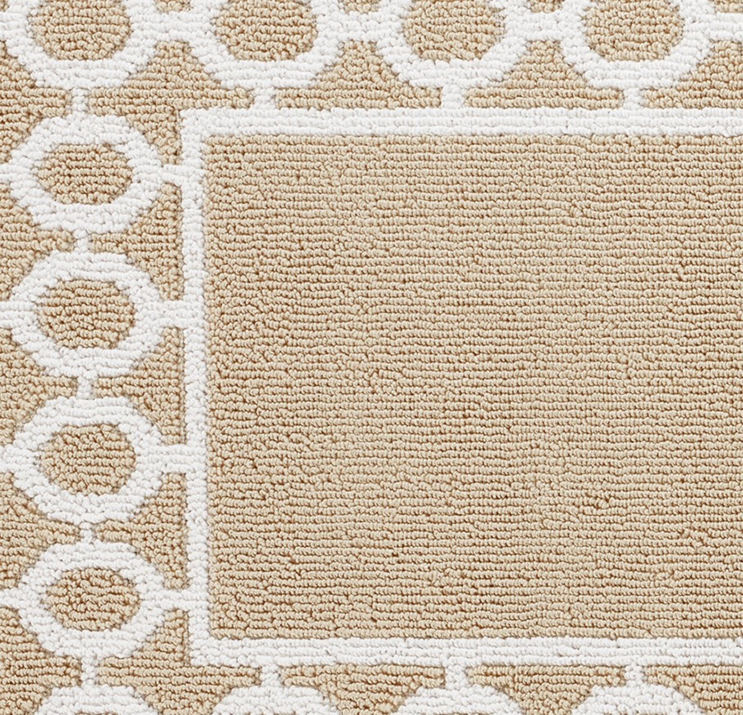 Washable Skid-Resistant Runner Rug, Trellis Border, Beige and White, 26" x 96"