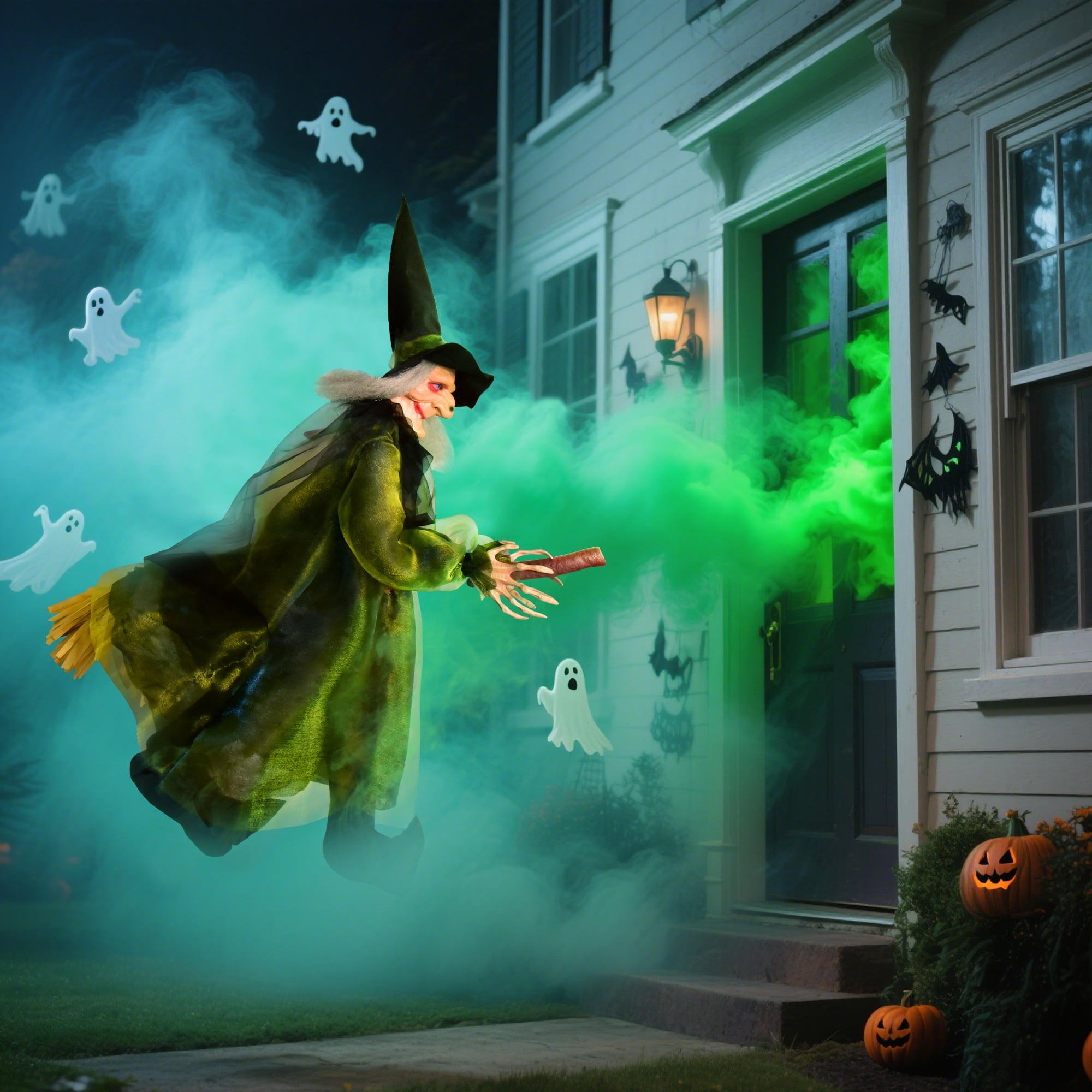 Halloween Witch Outdoor Decoraciones  Flying Witches Hanging Decor Halloween Hanging Witch Green