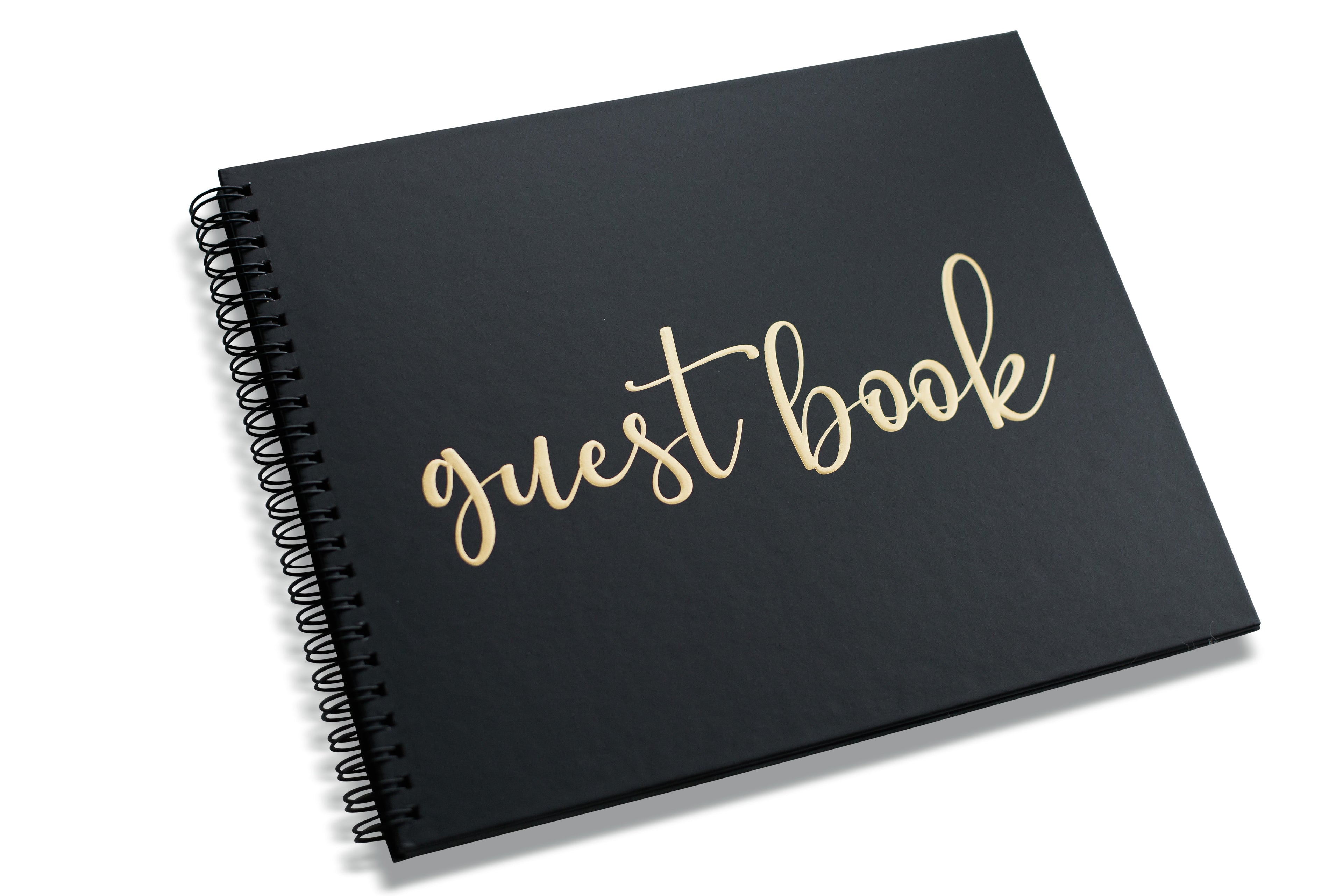 Graduation Guest Book for Polaroid Pictures, Black Spiral Hardcover with Blank Pages for Funerals, Weddings, Parties