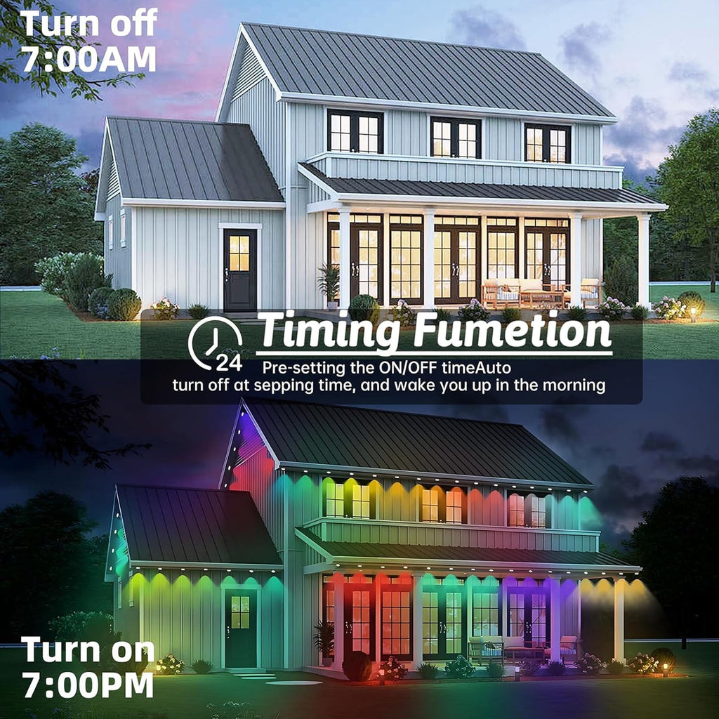 150FT Permanent Outdoor RGB Lights, 75LED IP67 Waterproof with Smart App Control Remote, DIY Scene Modes Outdoor Lights, Eaves Lights for Garden, Deck, Christmas, Party, Halloween, Roof
