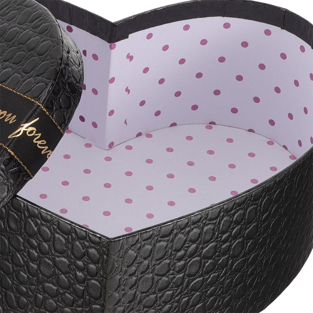 Heart Shaped Gift Box Boxes for Presents White Chocolate Cards Black