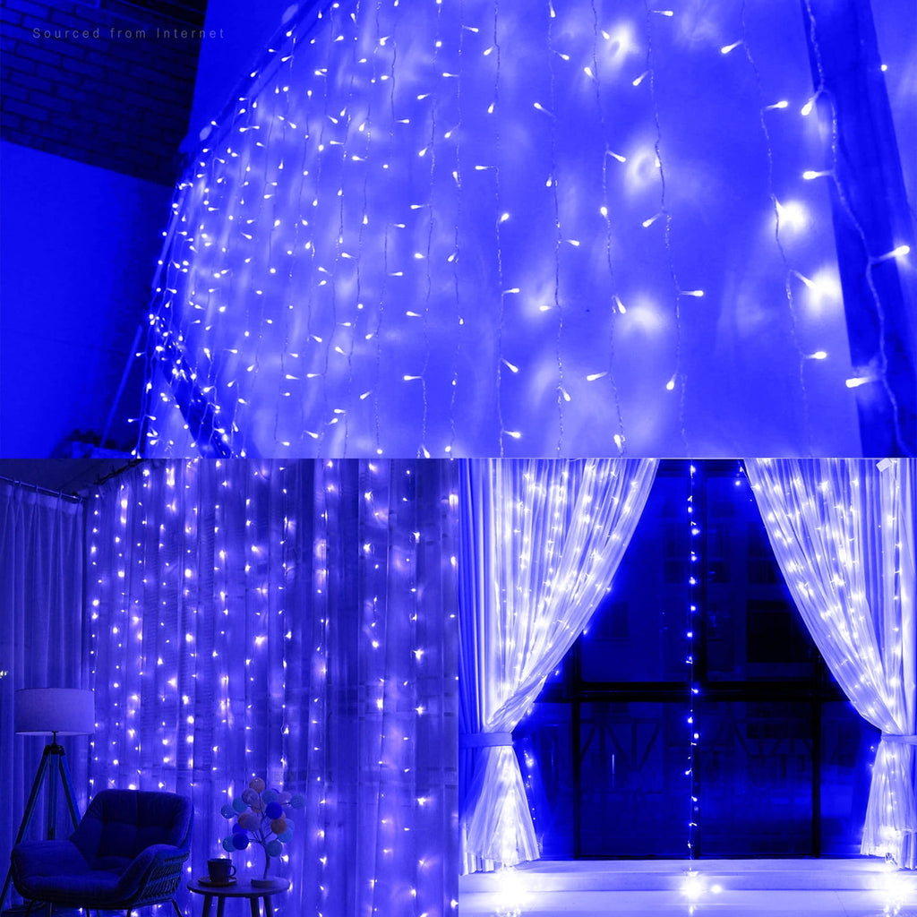 9.8 x 9.8ft Window Curtain String Light, Waterproof LED Fairy Lights, 320 LEDs, Blue