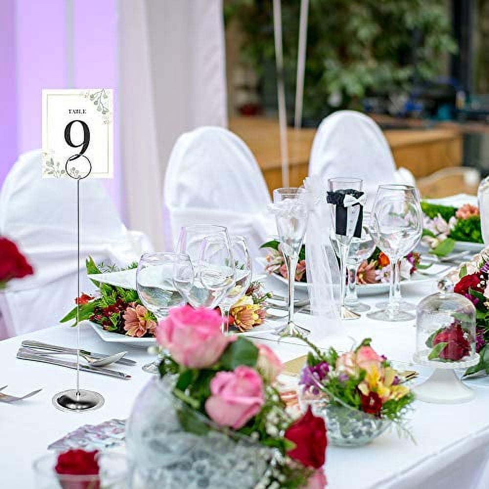 HOHIYA 12 inch Table Number Holders Stands Place Card Wedding Party Memo Sign Photo Restaurants Chrome Plated Tall (Silver,Pack of 12)