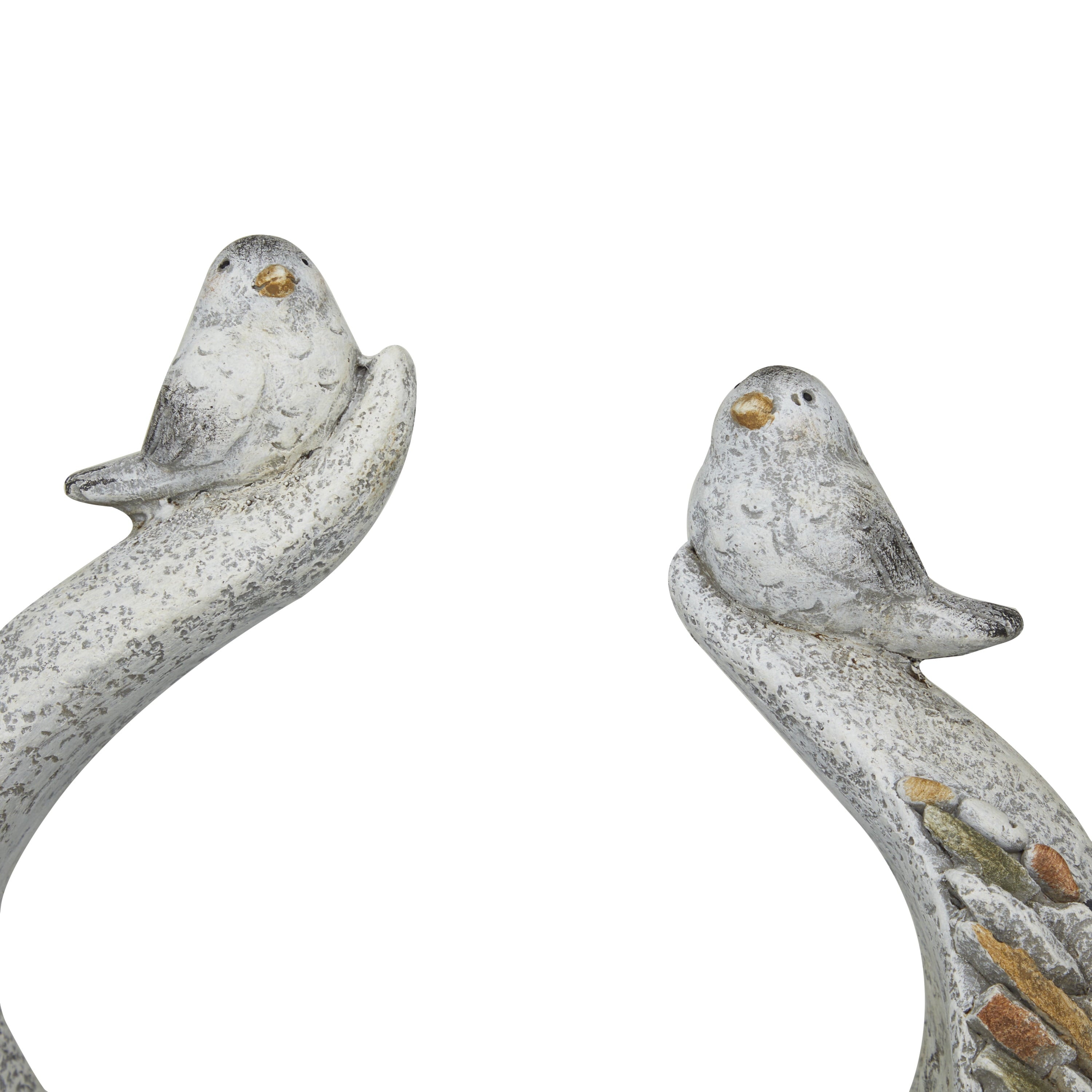 DecMode 14" x 15" Indoor Outdoor Gray Fiberglass Bird Planter with Stone Mosaic Design