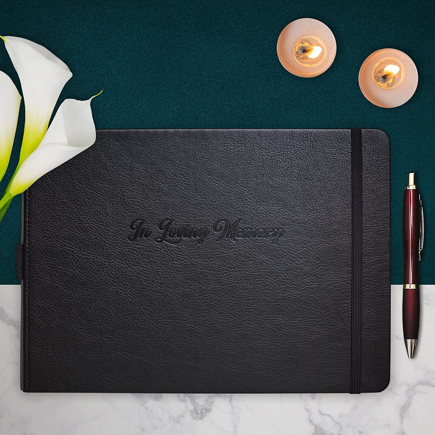 Skyline Funeral Guest Book, 10''x7'', Black