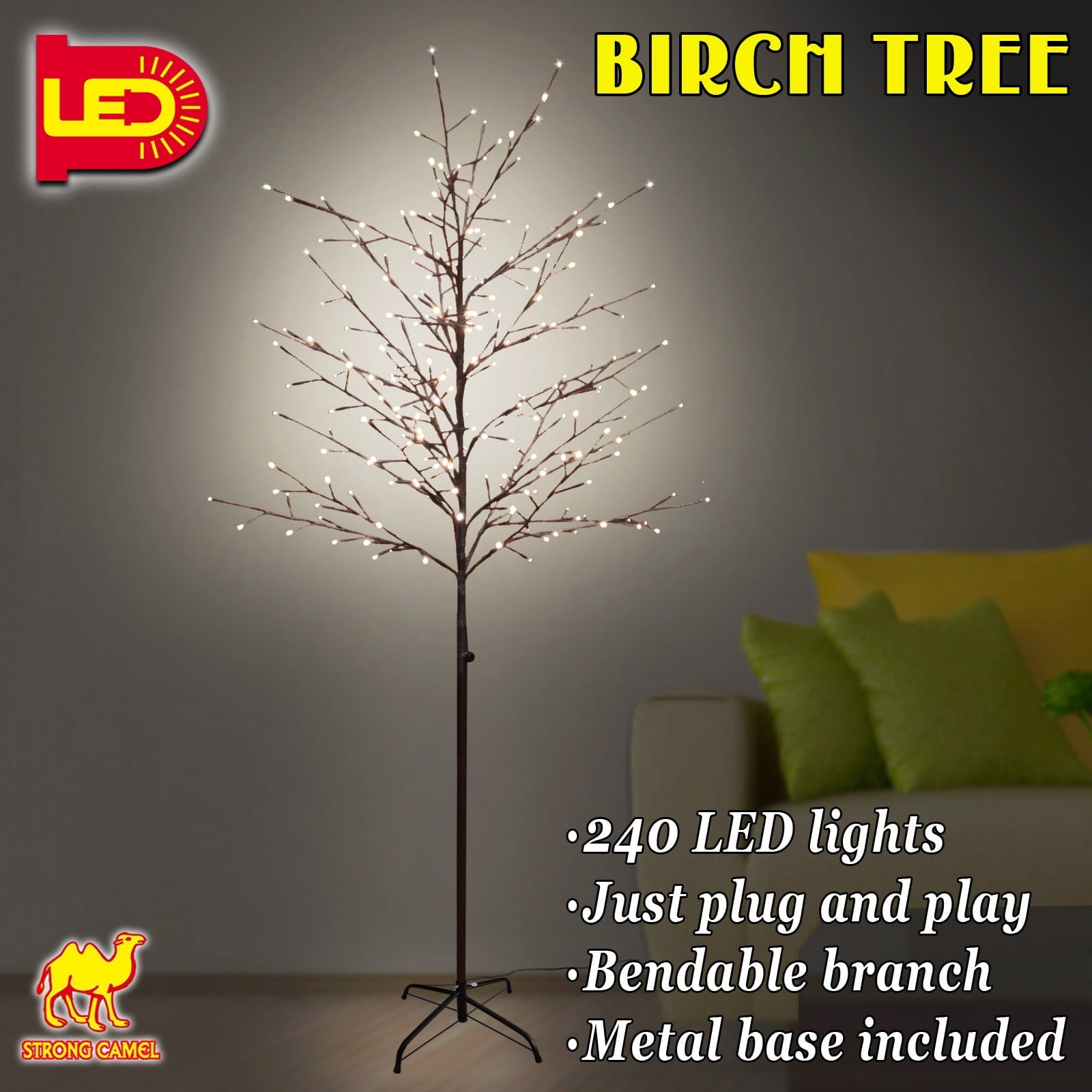 Sunny 6ft Star Light Tree 240 LED Light Warm Light String Party Christmas Decoration New
