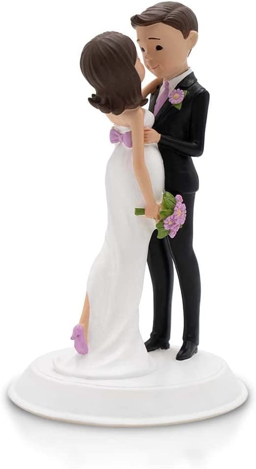 Dihtan Wedding Cake Toppers Bride and Groom - 6 x 3.5 Inch Hand Painted Cake Decorations Mr and Mrs Figurines - Poly Resin Bride To Be Cake Topper - Ideal for Wedding, Anniversary, Table Centerpiece