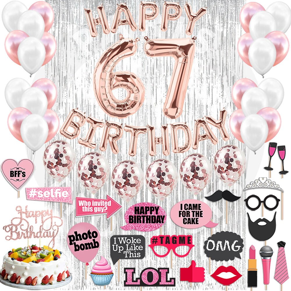 4th Birthday Decorations Party Supplies, Rose Gold 4Number Balloons 4th Foil Mylar Balloons Latex Balloon Decoration 4th Birthday Gifts