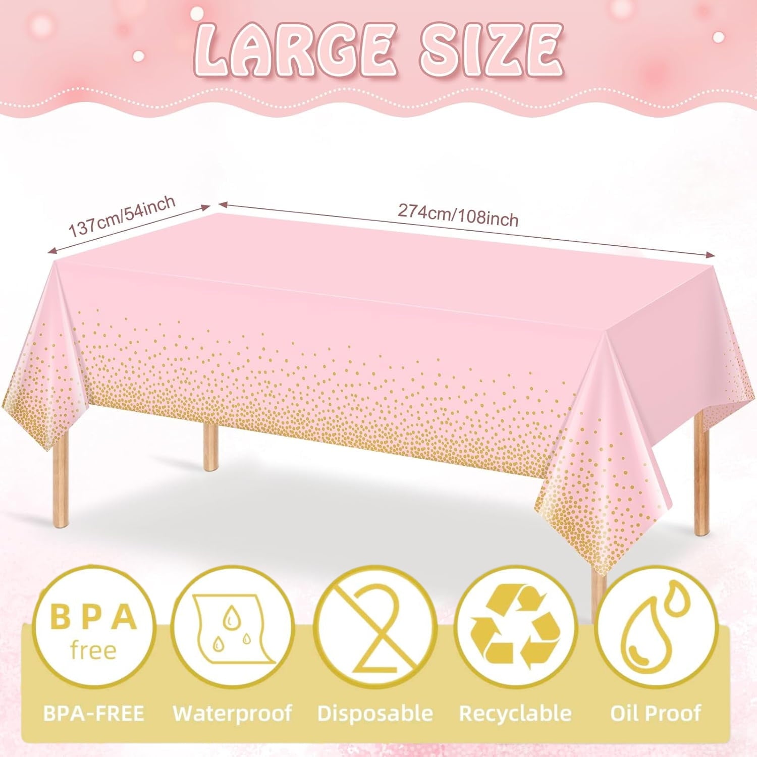 141 Piece Pink Gold Party Supplies Set Serves 20 - Plate Tablecloth Cup Napkins for Wedding Bridal Shower Baby Shower Holiday Parties