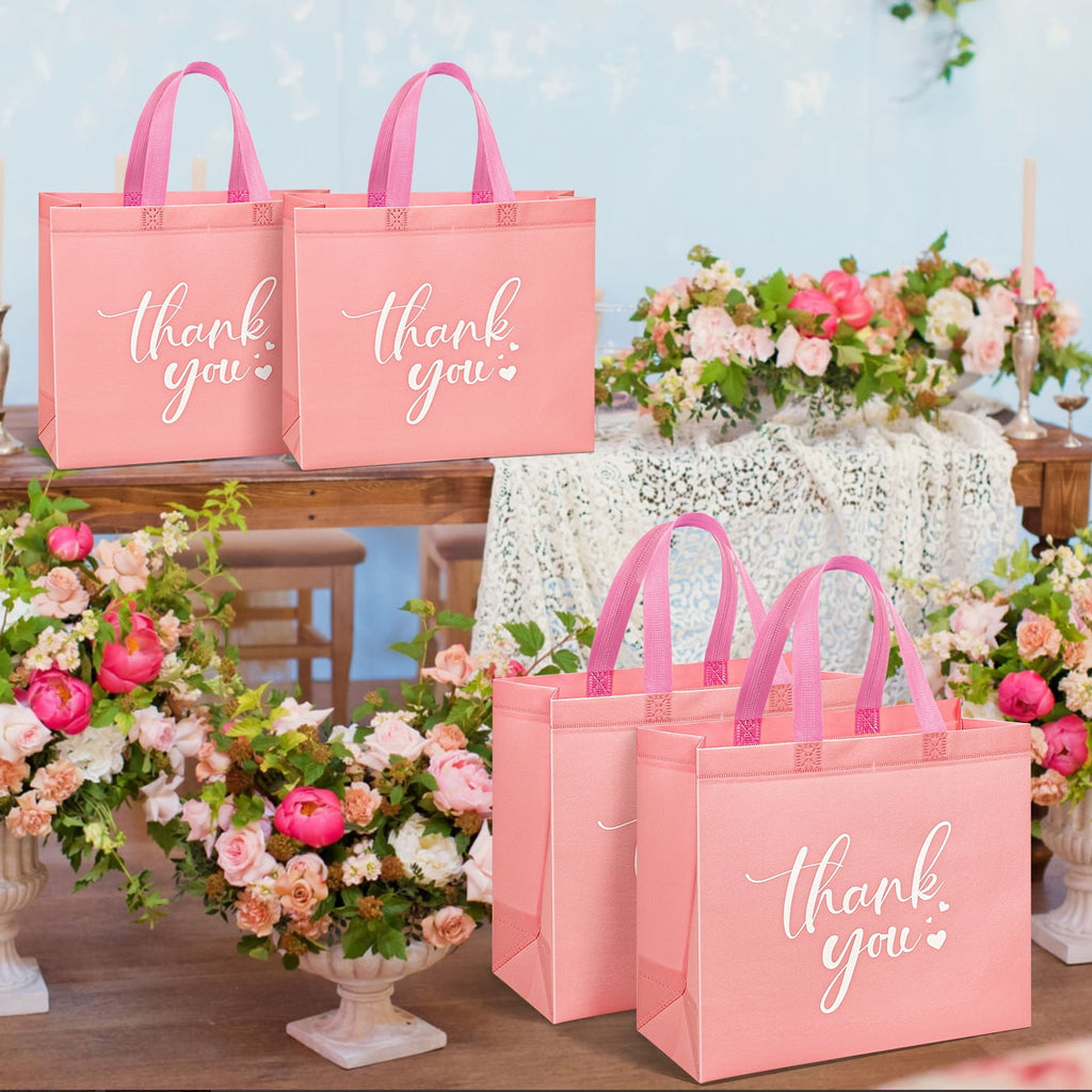 30Pcs Thank You Gift Bags, Large Reusable Gift Bags，Thank You Bags with Handles for Business, Shopping, Wedding, Baby Shower, Graduations, Party Favors (12.4x11x4.7Inch）