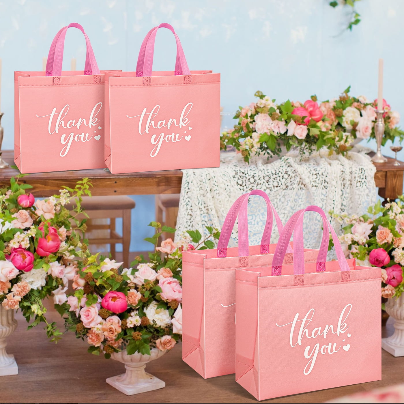 30Pcs Thank You Gift Bags, Large Reusable Gift Bags，Thank You Bags with Handles for Business, Shopping, Wedding, Baby Shower, Graduations, Party Favors (12.4x11x4.7Inch）