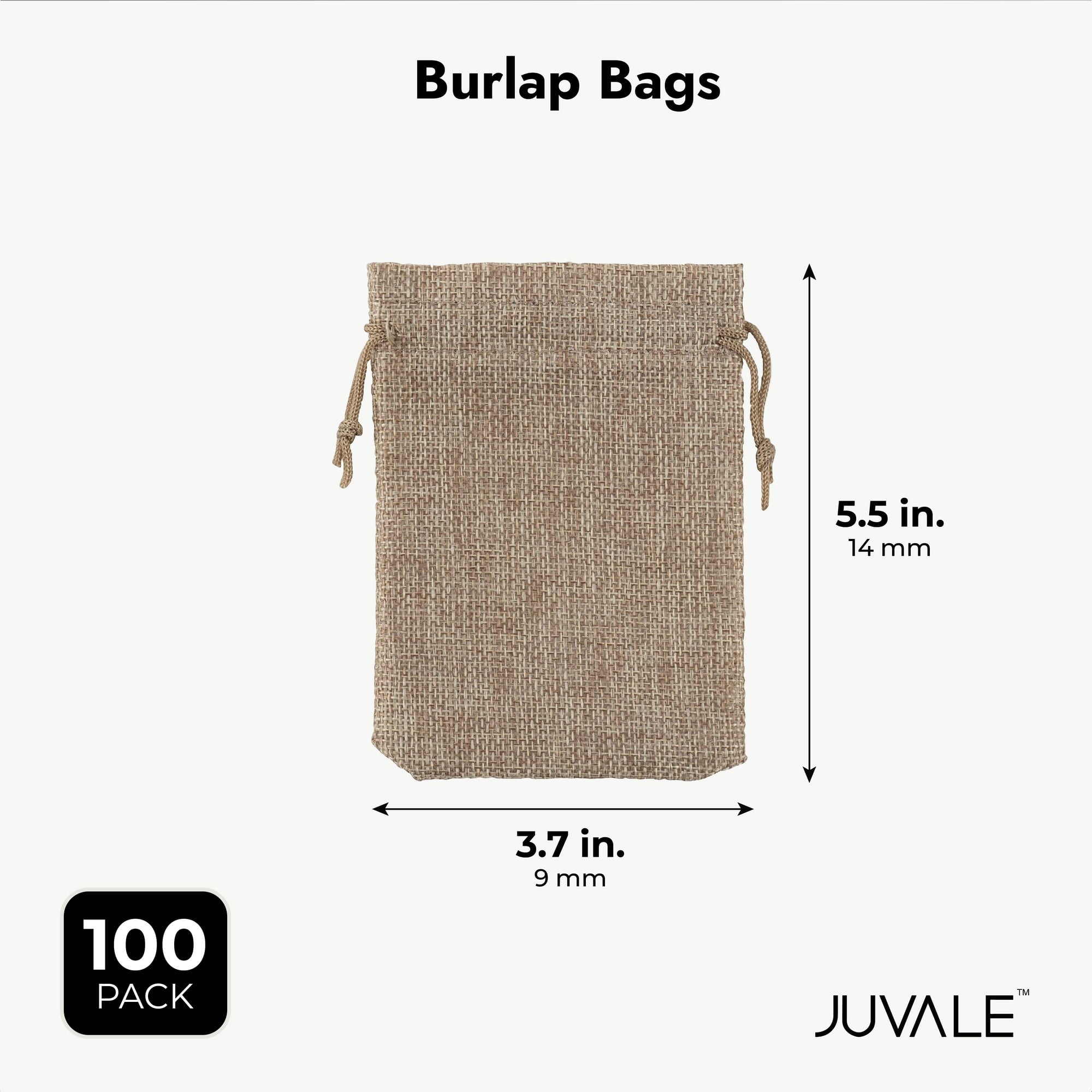 100 Pack Burlap Drawstring Pouch for Jewelry, Party Favors, Arts and Crafts, Natural Brown, 3.7 x 5.5 in