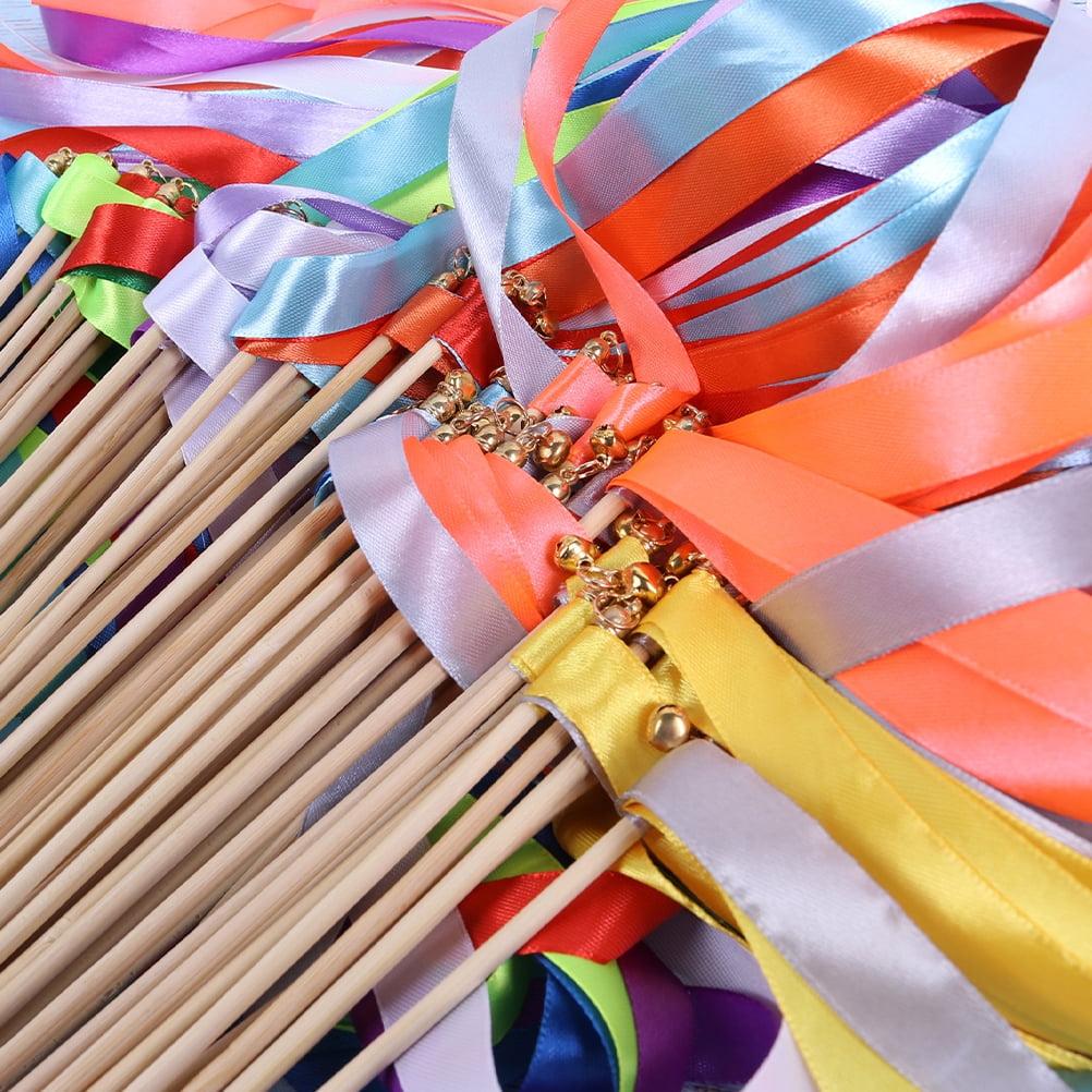 40 Pcs  Wedding Ribbon Fairy Wands Decorative Streamer Wands Wedding Layout Decorations