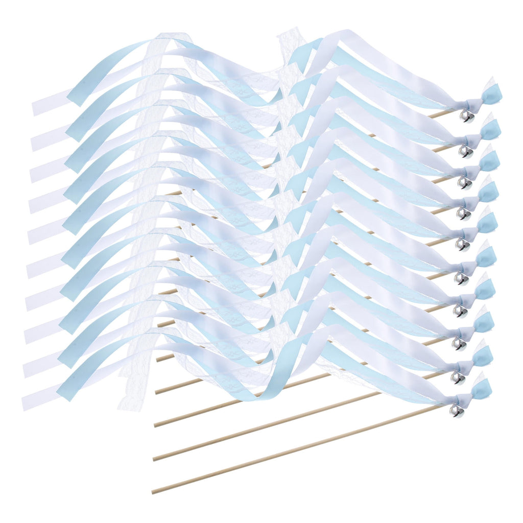 Worgeous 40 pcs Lace Ribbons Streamers Ribbon Wand Sticks Wedding Streamers with Bells Fairy Sticks Wands