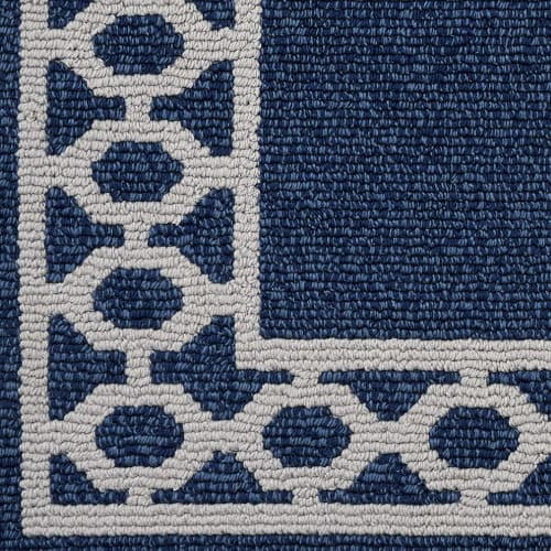 Washable Skid-Resistant Runner Rug, Trellis Border, Beige and White, 26" x 96"