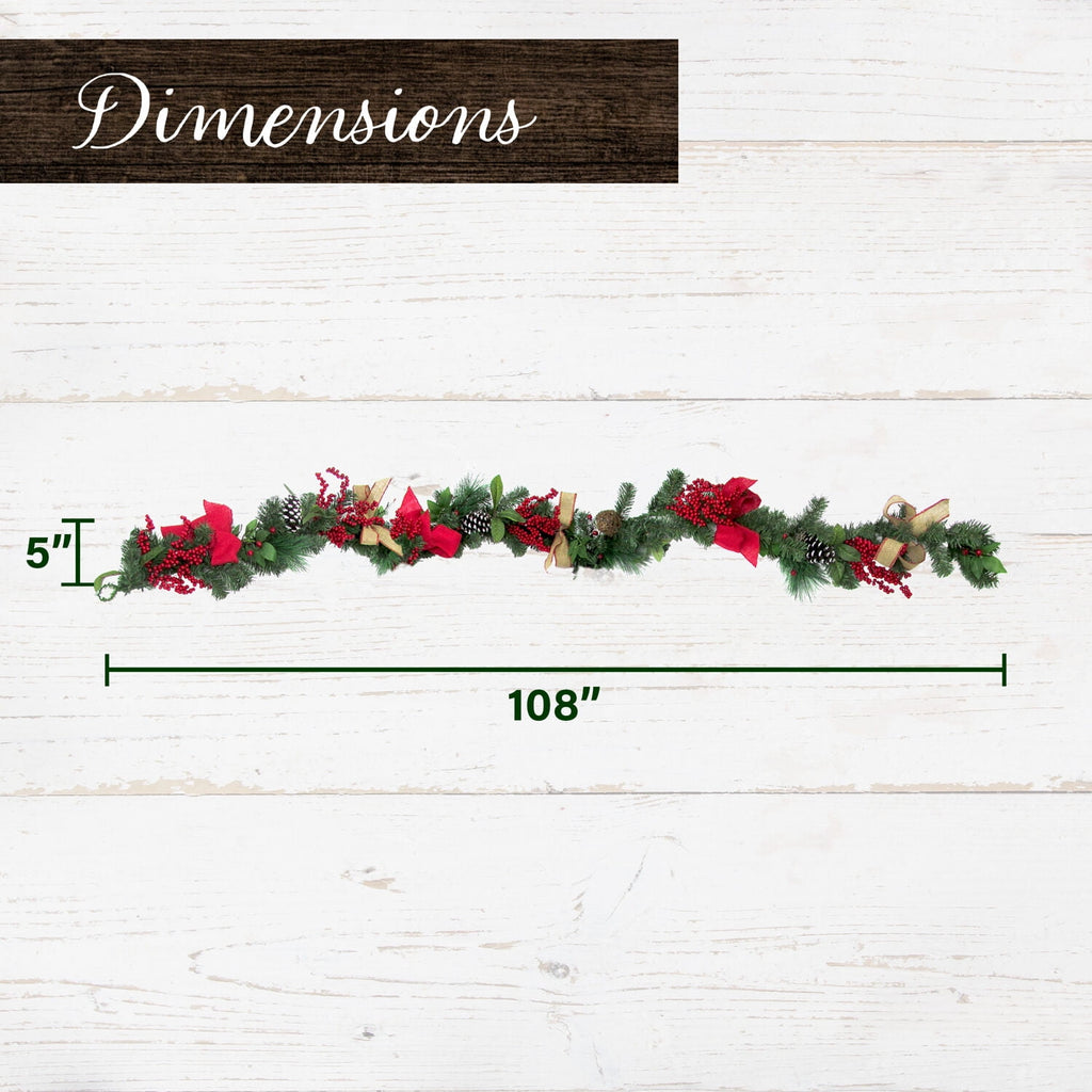 Christmas Time 9-ft. White Pine Snowy Garland with Warm White LED Lights