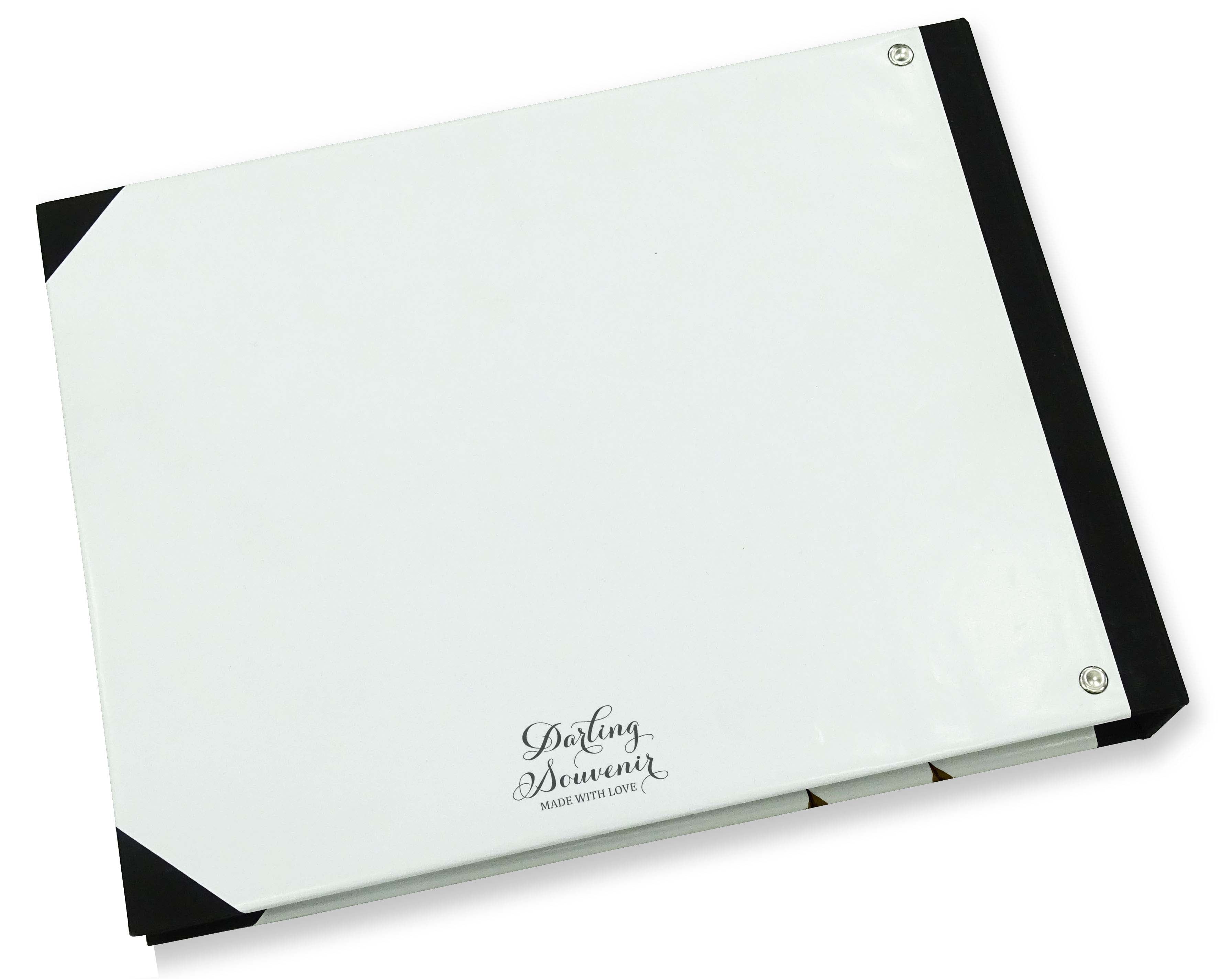 Darling Souvenir White Floral Wedding Guest Book Hardbound Guest Sign-In Book Guest Registry Guestbook-9 x 12 Inches