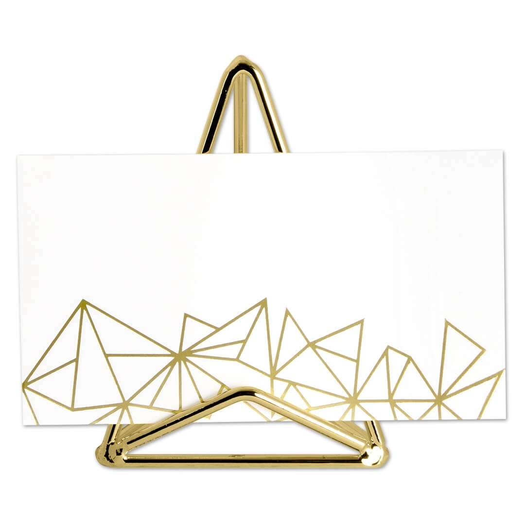 DIY Wedding Koyal Wholesale Modern Metal Geometric Triangle Wedding Place Card Holders, Set of 12 Gold