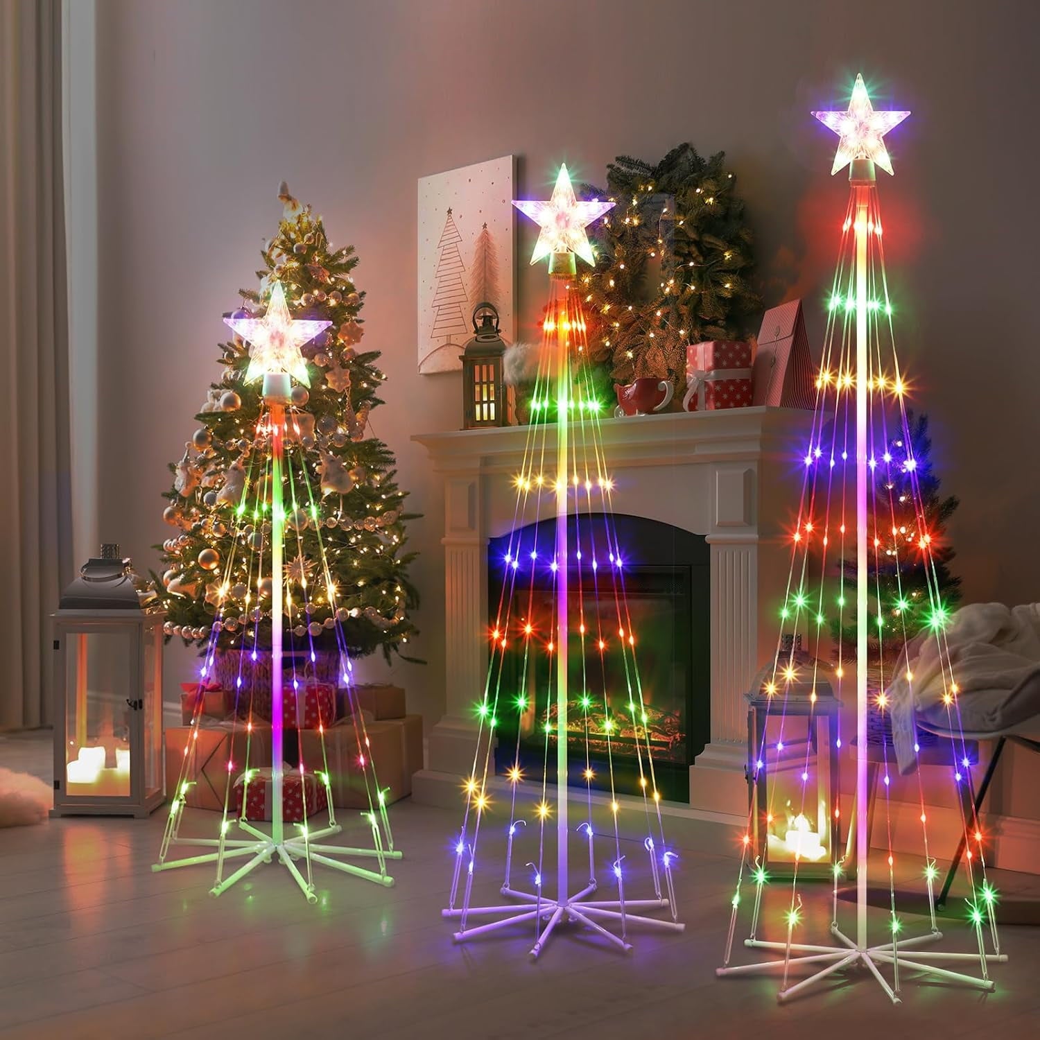 Solar Powered 10 in 1 Red and Green Candy Lights Outdoor Decorative String Lights Waterproof Energy Efficient Solar Candy Lights Ideal for Holiday Party Garden Patio Christmas Decorations
