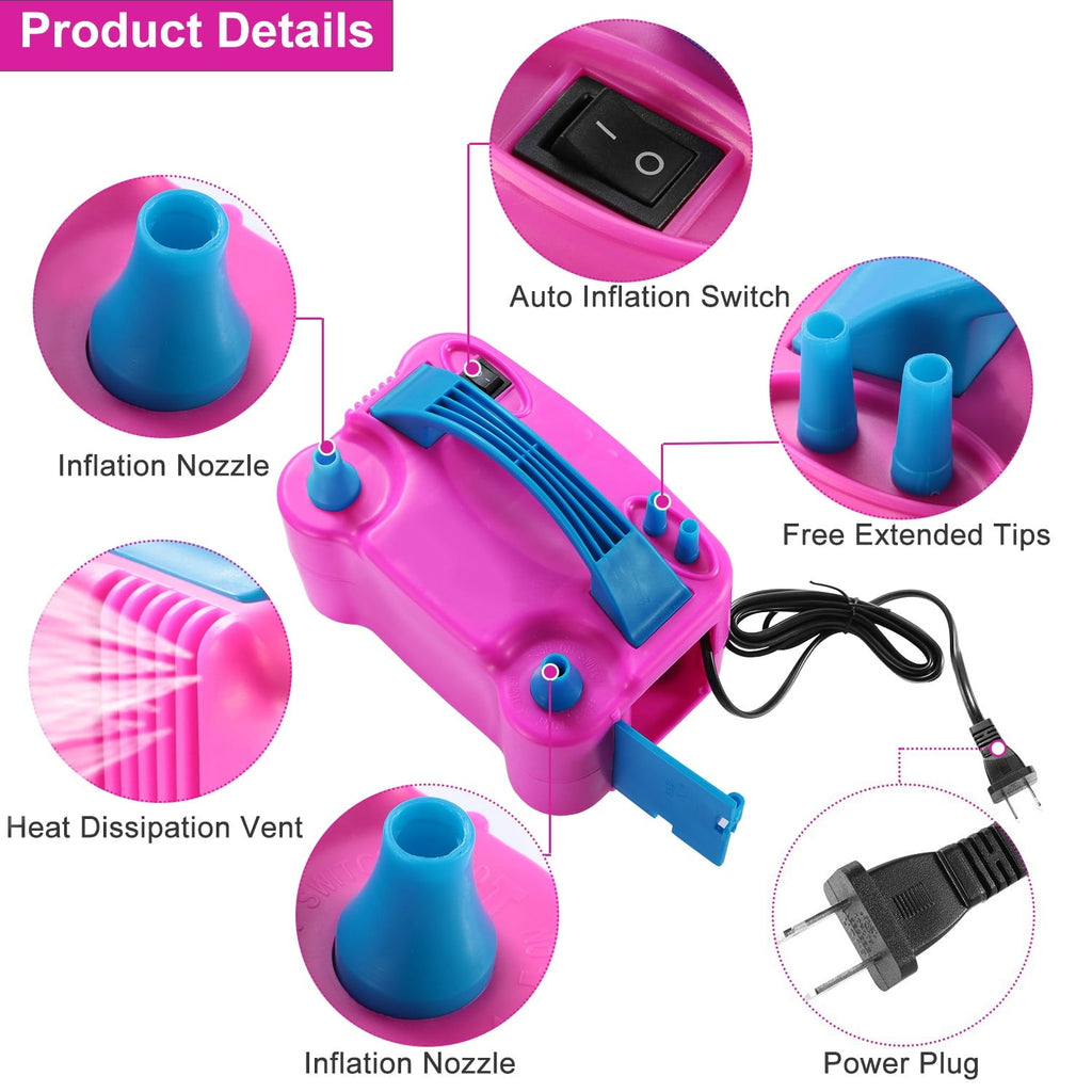 Electric Balloon Pump 600W Balloon Blower Inflator Dual Nozzle for Party Wedding Festival Decoration