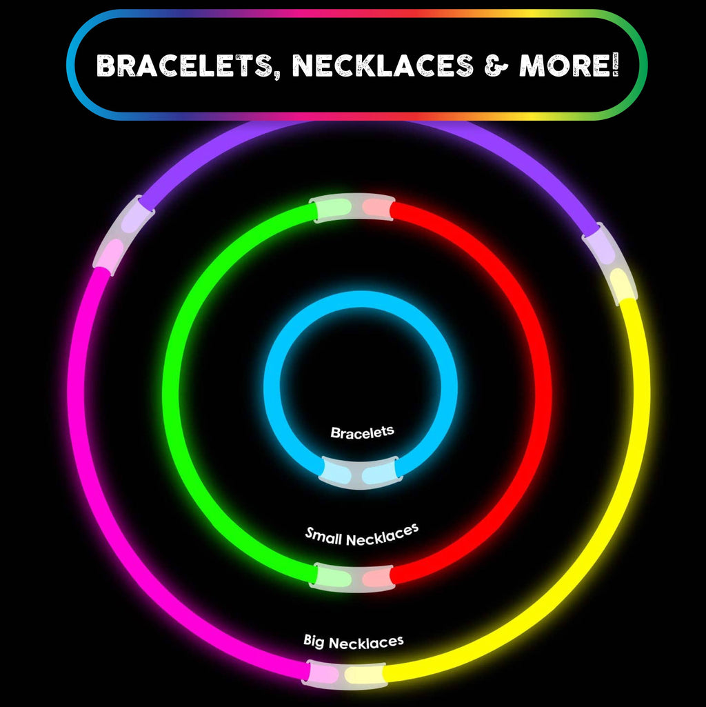 Kaitek Glow Sticks 8" Bulk 400ct Variety, Glow in the Dark for Neon Theme Party