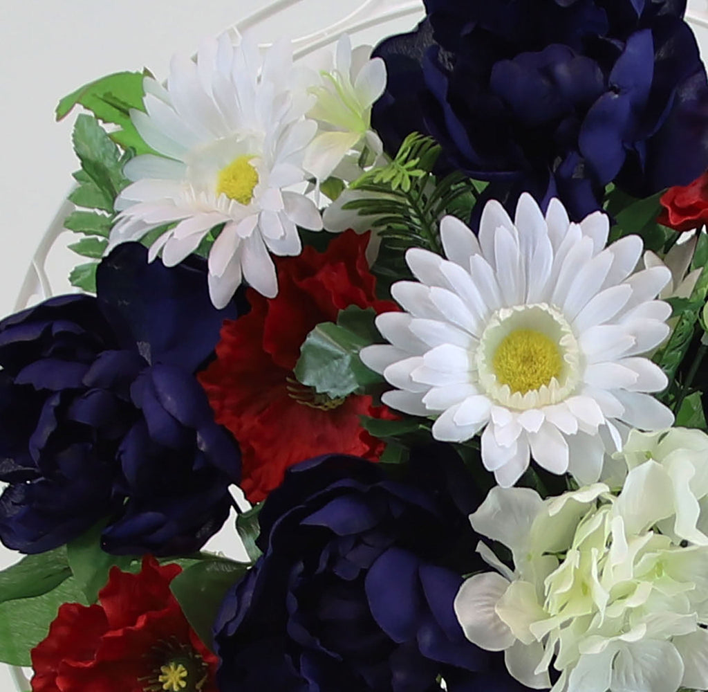 Memorial Peony Mix Hoop Basket Cemetery Arrangement