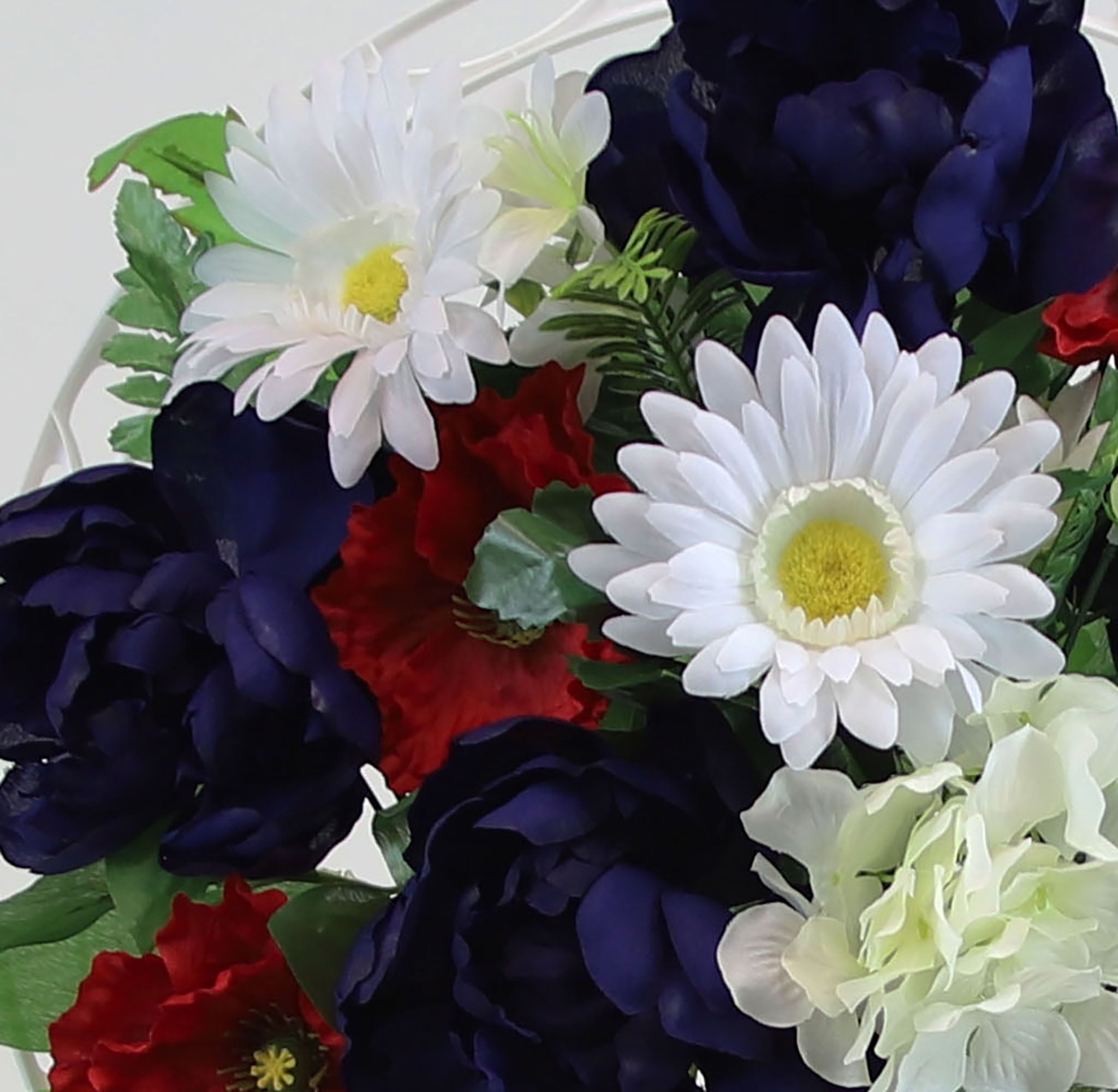 Memorial Peony Mix Hoop Basket Cemetery Arrangement